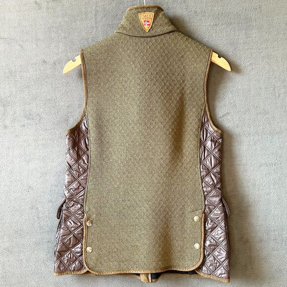 Dale of Norway Vest Olive Green Wool/Brown Quilted Zip Water Repellent-Women's S - Picture 2 of 12